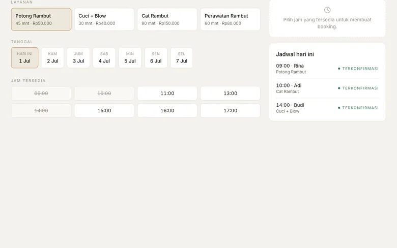 Reservasi & Jadwal Pratinjau demo